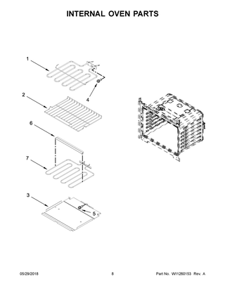 Internal Oven Parts Diagram and Parts List for WOC54EC0AB05  Whirlpool Microwave Oven Combo