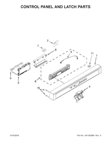 Control Panel And Latch Parts Diagram and Parts List for WDF760SADB3  Whirlpool Dishwasher