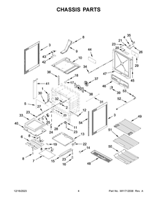 Chassis Parts Diagram and Parts List for KSEG950ESS6  KitchenAid Range