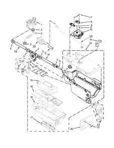 Dispenser Parts Diagram and Parts List for WFW97HEDU0  Whirlpool Washer