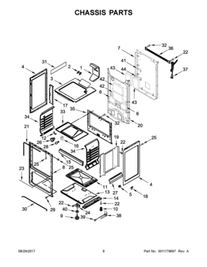 Part Location Diagram of W11036713 Whirlpool SUPPORT, BRICK