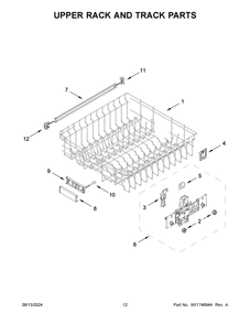 07 - Upper Rack And Track Parts Diagram and Parts List for MDPS6124RZ1  Whirlpool Dishwasher