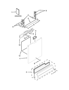 Door And Panel Parts Diagram and Parts List for WDF775SAYM3  Whirlpool Dishwasher