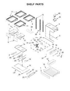 Shelf Parts Diagram and Parts List for KFIV29PCMS03  KitchenAid Refrigerator