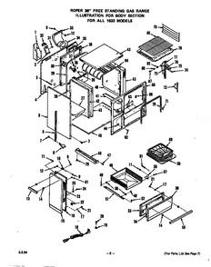 Body Diagram and Parts List for 1633*2A  Roper Range