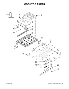 Cooktop Parts Diagram and Parts List for KSGB900ESS1  KitchenAid Range