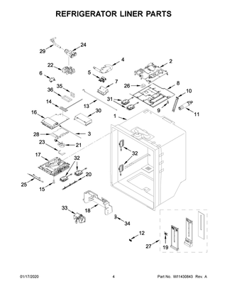Refrigerator Liner Parts Diagram and Parts List for KRFF507HPS01  Whirlpool Refrigerator