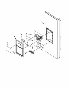 Dispenser Front Parts Diagram and Parts List for 59679543015  Kenmore Refrigerator