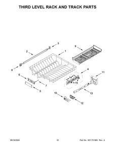 09 - Third Level Rack And Track Parts Diagram and Parts List for MDB9959SKZ3  Whirlpool Dishwasher