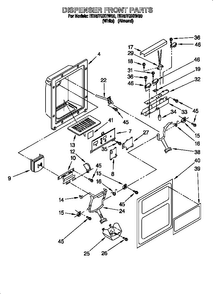 Diepenser Front Diagram and Parts List for 824421985  Whirlpool Refrigerator
