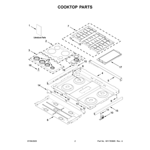 Cooktop Parts Diagram and Parts List for KSGS530SJP0  KitchenAid Range