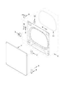 Door Parts Diagram and Parts List for 11068133413  Kenmore Dryer