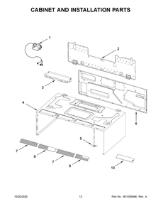 Cabinet And Installation Parts Diagram and Parts List for YWML35011KS0  Whirlpool Microwave Oven Combo
