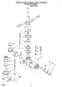 PUMP AND SPRAY ARM Diagram and Parts List for RUD5750DQ0  Roper Dishwasher