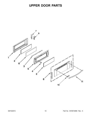 05 - Upper Door Parts Diagram and Parts List for YWGE755C0BH0  Whirlpool Range