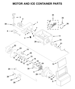 Motor And Ice Container Parts Diagram and Parts List for 10651754713  Kenmore Refrigerator