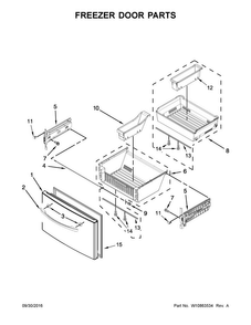 Freezer Door Parts Diagram and Parts List for 7WF736SDAM14  Whirlpool Refrigerator