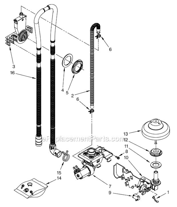 Fill_drain_and_overfill_parts Diagram and Parts List for KUDS03FTSS0 Stainless KitchenAid Miscellaneous