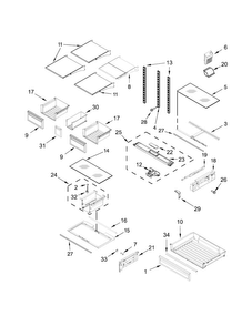 Shelf Parts Diagram and Parts List for WRF736SDAW13  Whirlpool Refrigerator