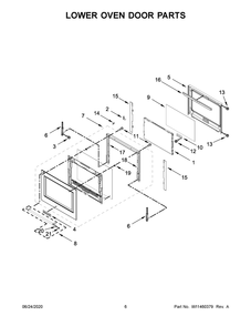 Lower Oven Door Parts Diagram and Parts List for KODT100ESS04  Whirlpool Microwave Oven Combo