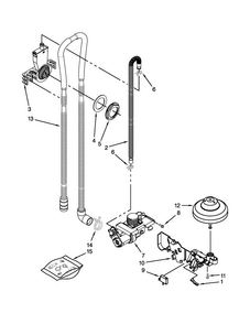 Fill, Drain And Overfill Parts Diagram and Parts List for DU1015XTXT2  Whirlpool Dishwasher