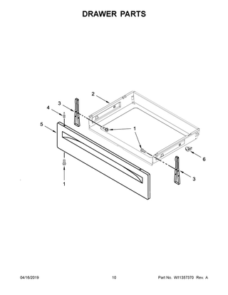 Drawer Parts Diagram and Parts List for YWFC310S0EW3  Whirlpool Range