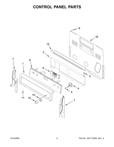 Control Panel Parts Diagram and Parts List for YWFE745H0FH6  Whirlpool Range