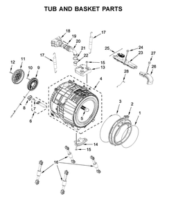 Tub And Basket Parts Diagram and Parts List for WFW8620HC2  Whirlpool Washer