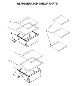 Refrigerator Shelf Parts Diagram and Parts List for WRS312SNHM02  Whirlpool Refrigerator