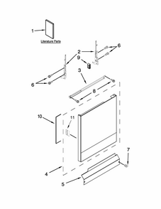 Door And Panel Parts Diagram and Parts List for 66517159K214  Kenmore Dishwasher