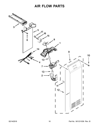 Air Flow Parts Diagram and Parts List for WRS571CIHV00  Whirlpool Refrigerator