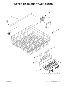 Upper Rack And Track Parts Diagram and Parts List for WDT780SAEM2  Whirlpool Dishwasher
