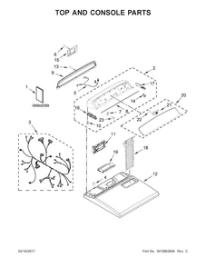 Top And Console Parts Diagram and Parts List for WED7300DW1  Whirlpool Dryer