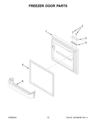 Freezer Door Parts Diagram and Parts List for IX3HHGXSS001  Whirlpool Refrigerator