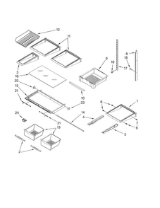Shelf Parts Diagram and Parts List for GI5FSAXVY03  Whirlpool Refrigerator