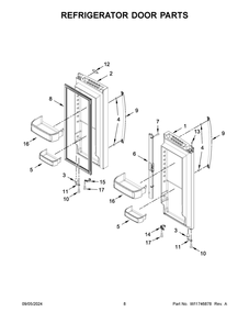 05 - Refrigerator Door Parts Diagram and Parts List for WRFF3236RZ00  Whirlpool Refrigerator