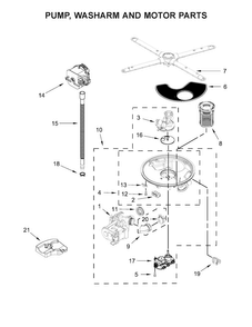 Pump, Washarm And Motor Parts Diagram and Parts List for KDFE204EBL4  KitchenAid Dishwasher
