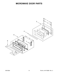 08 - Microwave Door Parts Diagram and Parts List for KOEC527PBS01  Whirlpool Microwave Oven Combo
