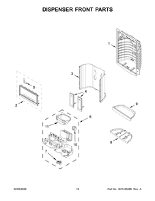 Dispenser Front Parts Diagram and Parts List for WRF555SDHV03  Whirlpool Refrigerator