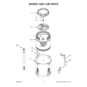 Basket And Tub Parts Diagram and Parts List for WTW500CMW1  Whirlpool Washer