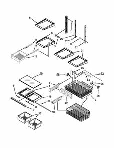 Shelf Parts Diagram and Parts List for GB2FHDXWS09  Whirlpool Refrigerator