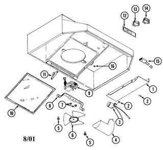 Body/internal Parts Diagram and Parts List for UXT2036AAB  Whirlpool Range Hood