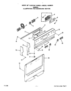 Backguard Diagram and Parts List for 2336*0A  Roper Range