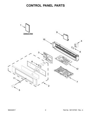 02 - CONTROL PANEL PARTS Diagram and Parts List for IMBS104GSS00  Whirlpool Microwave
