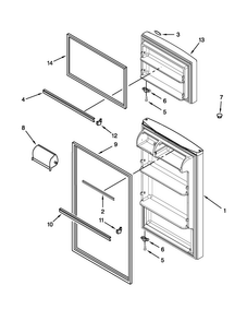 Door Parts Diagram and Parts List for W6RXNGFWS02  Whirlpool Refrigerator