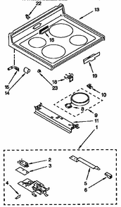 Cooktop Parts Diagram and Parts List for RF376PXYN3  Whirlpool Range