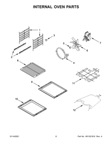 Internal Oven Parts Diagram and Parts List for JJW2424HM0  Whirlpool Wall Oven