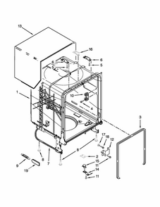 Tub And Frame Parts Diagram and Parts List for 66512723K311  Kenmore Dishwasher