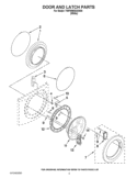 DOOR AND LATCH PARTS Diagram and Parts List for YWFW9050XW00  Whirlpool Washer