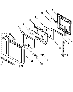 Oven Door Diagram and Parts List for KEBS277DHW2  KitchenAid Wall Oven